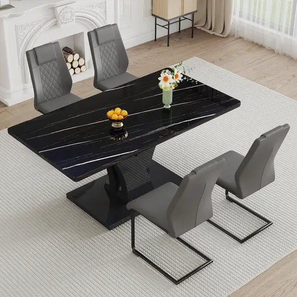 Black Modern Dining Table with MDF Legs - F-790 for Home & Office - Minihomy