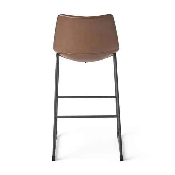 Cedric Vintage Brown Faux Leather Bar Stools (Set of 2) - 30" Tall - Minihomy