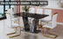 Modern Dining Table & Chair Set - Black Marble Glass Top, Comfortable PU Seats - Minihomy