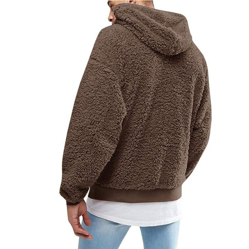 Mens Warm Hoodie Fluffy Fleece Hooded Winter Sweatshirts Casual Long Sleeveless Sweatshirt