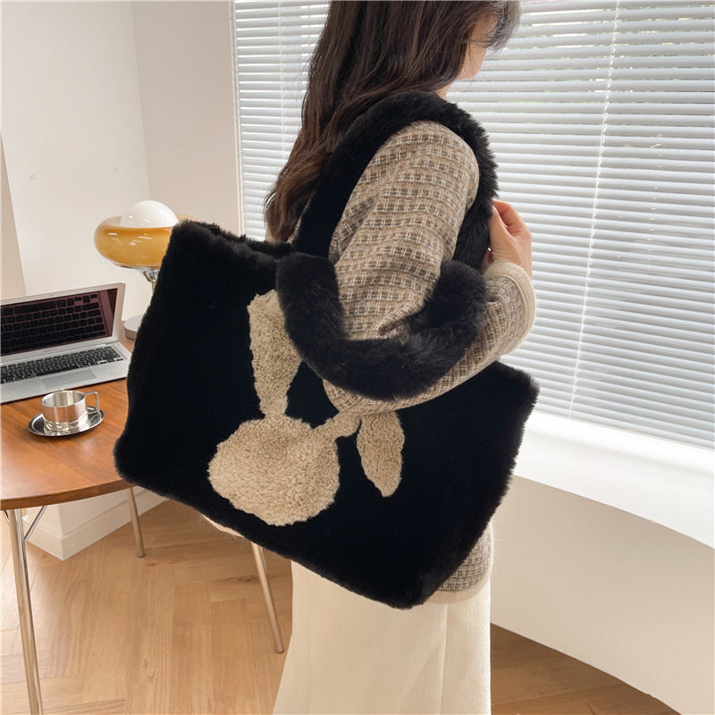 Cute Cartoon Rabbit Ears Plush Bag - Minihomy