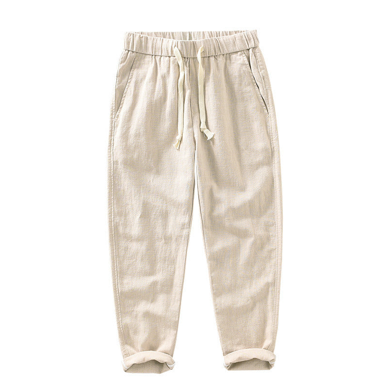 Summer Men's Thin Breathable Cotton And Linen Casual Pants
