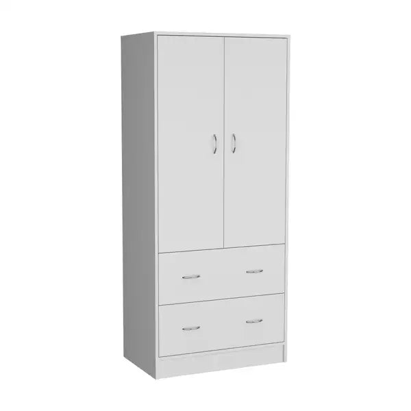 Taly White Armoire with 2 Doors & 2 Drawers - Storage Cabinet