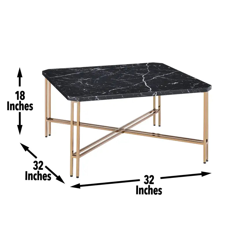 Black Faux Marble Square Cocktail Table - Daxton