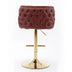 A&A Furniture Swivel Barstools | Adjustable Height, PU Leather, Tufted Back, Wine Red, Set of 2 - Minihomy