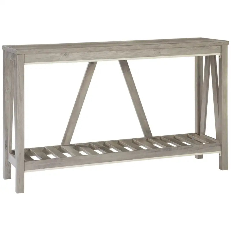 HOMCOM Rustic Gray Farmhouse Console Table with Storage & Anti-Tip