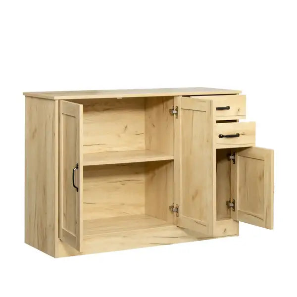 Modern Wood Buffet Sideboard with Storage - Entryway Serving Cabinet - Dining Room Console, 43.3 Inch, Oak - Minihomy