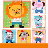 High-grade Six-face Picture Wooden Jigsaw 3D Puzzle Toys Children's Early Educational Toy Cube Jigsaw Puzzle Baby Kids Gifts