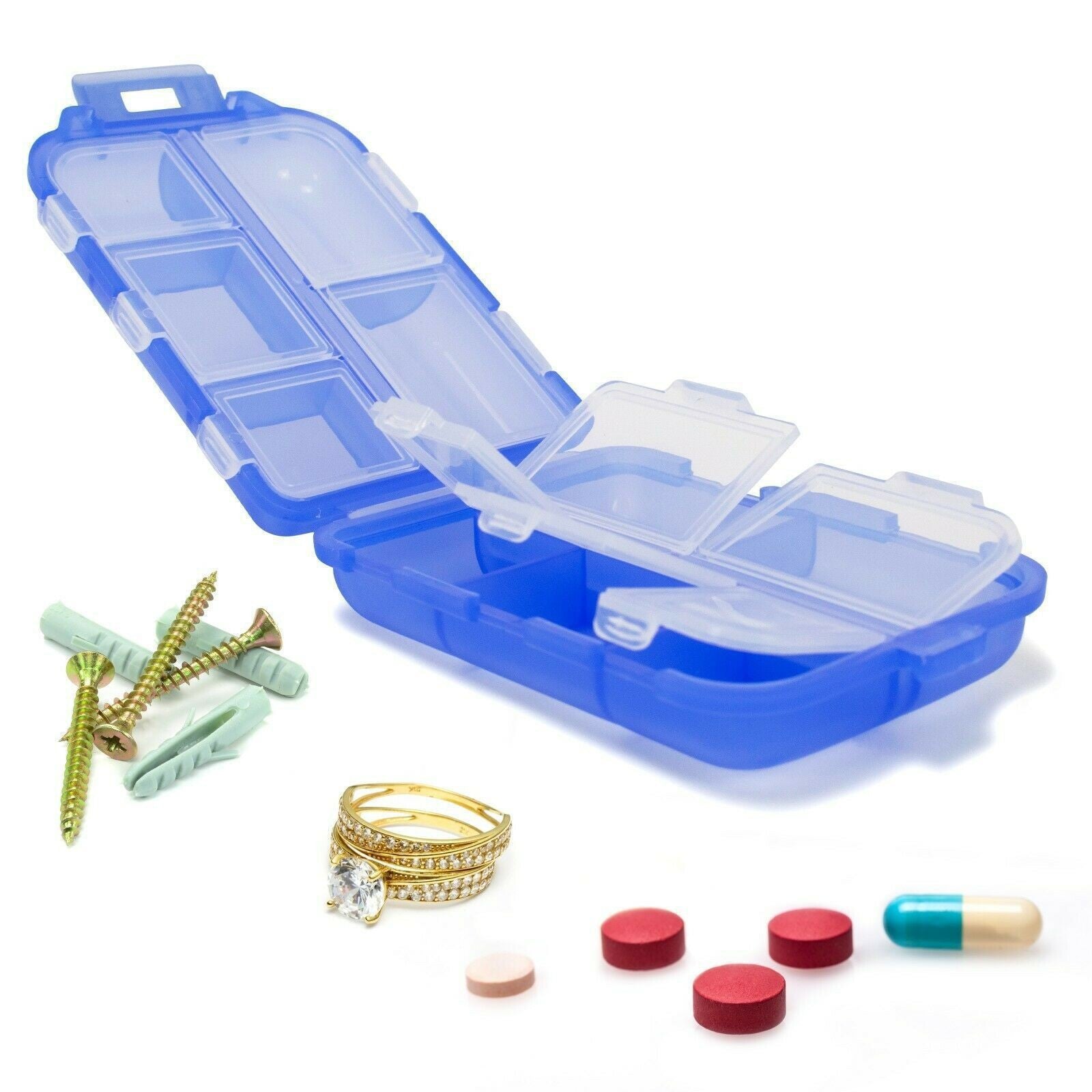 Travel Pill Organizer 10 Grid Moisture-Proof Pills Box