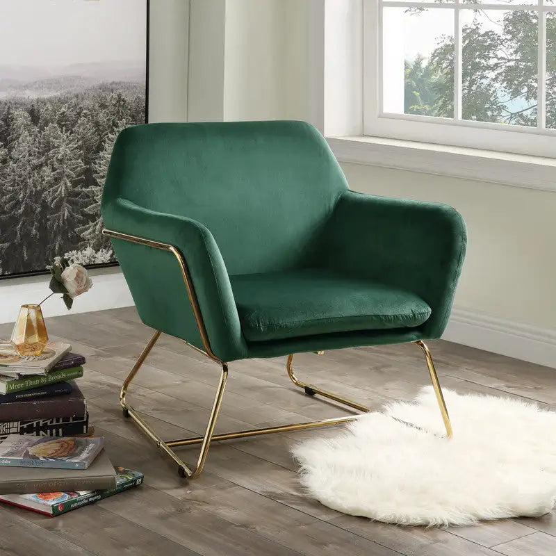 Keira Green Velvet Accent Chair - 29.5" Metal Legs