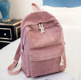 Durable Corduroy Backpack for Students - School Bag with Shoulder Straps