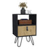 Black Nightstand with Hairpin Legs & Drawer - 24" Tall, Macadamia Accent Table - Minihomy