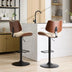 Adjustable Bentwood Bar Stools, Mid Century Modern, Black Leather, Swivel, Counter Height, Beige - Minihomy