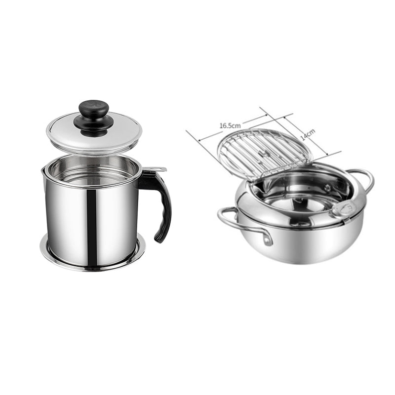 Stainless Steel Telescopic Folding Basket - Frying Basket with Thermometer