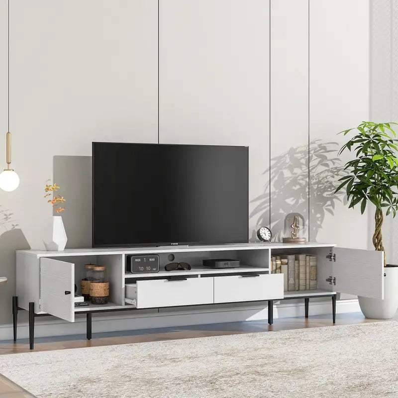 Modern TV Stand with Storage - 70" Entertainment Center for Living Room