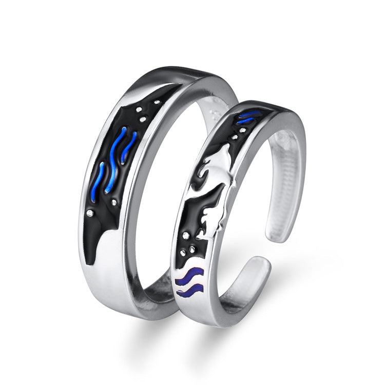 Sea And Whale Epoxy  Couple Men And Women Pair Rings