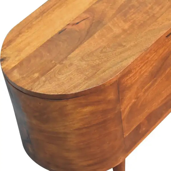 Chestnut Rounded Lid Blanket Box: Storage & Decor for Your Home - Minihomy