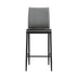 Grey Leather Bar Stools - Counter Height Dining Chairs (Set of 2) - Minihomy