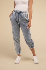 Acid Wash Fleece Sweatpants with Pockets - Comfy & Stylish