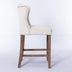 Beige Upholstered Wingback Bar Stools Set of 2 with Nailhead Trim & Tufted Back - 27" Seat Height - Minihomy