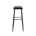 Counter Height Bar Stools Set of 2 - PU Upholstered, Black, with Footrest - Minihomy