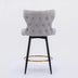 2-Pack Light Gray Modern Bar Stools, 25" Counter Height, Swivel, Tufted Gold Nailhead Trim, Metal Legs - Minihomy