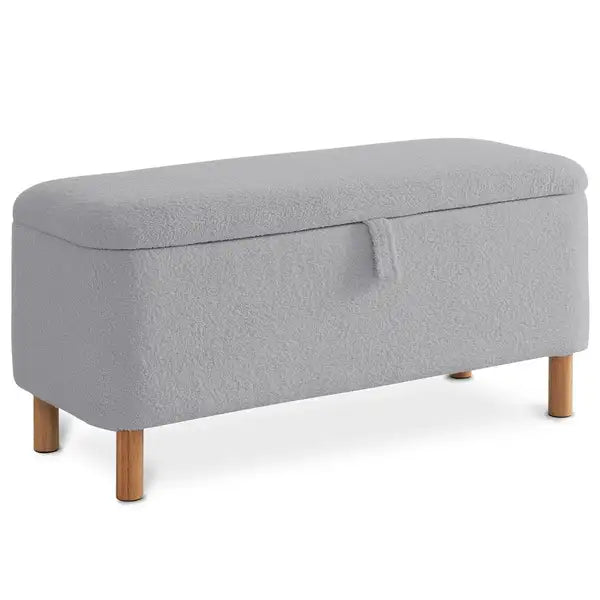 Grey Upholstered Storage Ottoman & Bench - Entryway Furniture