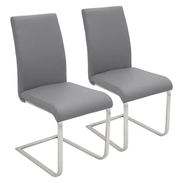 LumiSource Foster Grey Faux Leather Dining Chairs (Set of 2)