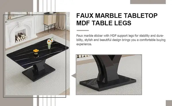 Black Modern Dining Table with MDF Legs - F-790 for Home & Office - Minihomy