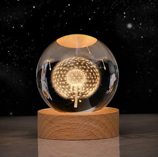 Moon & Planets Crystal Ball Night Light Projector - Creative Gift - Minihomy