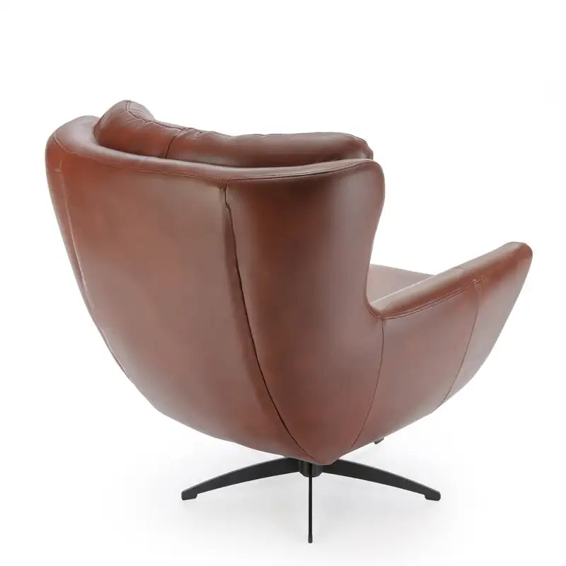 Calvin Caramel Swivel Chair - Tufted Faux Leather Accent Chair