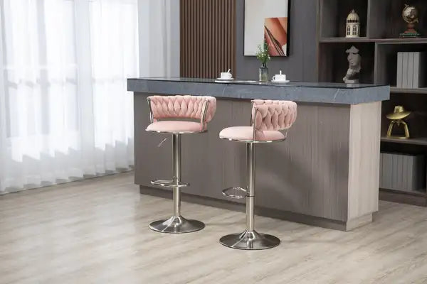 COOLMORE Swivel Bar Stools - Set of 2, Adjustable Height with Footrest