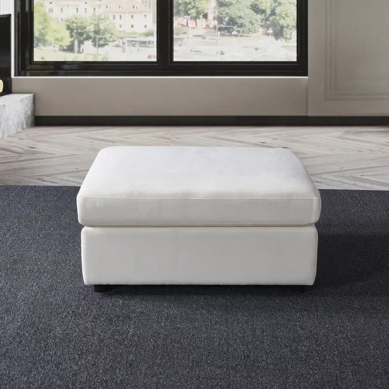 Beige Ottoman 3019: Modern Footrest & Storage