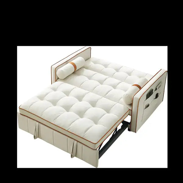 Modern 55.5" Pull-Out Sofa Bed with Adjustable Backrest & Pillows