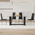 Modern Dining Table and Chair Set - Tempered Glass Top, Black MDF Stand, 4 PU Chairs - Minihomy