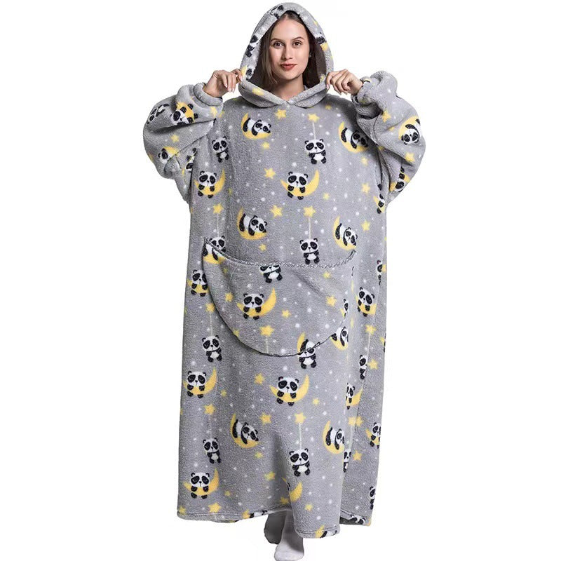 Fleece Hooded Wearable Blanket Sweatshirt