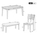 6-Piece Dining Set with Table, Chairs & Bench - Classic White & Gray - TREXM - Minihomy