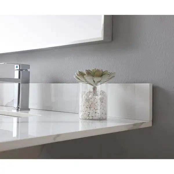 Carrara Gold Sintered Stone Vanity Top - 43x22 inch, Single Faucet Hole - Minihomy