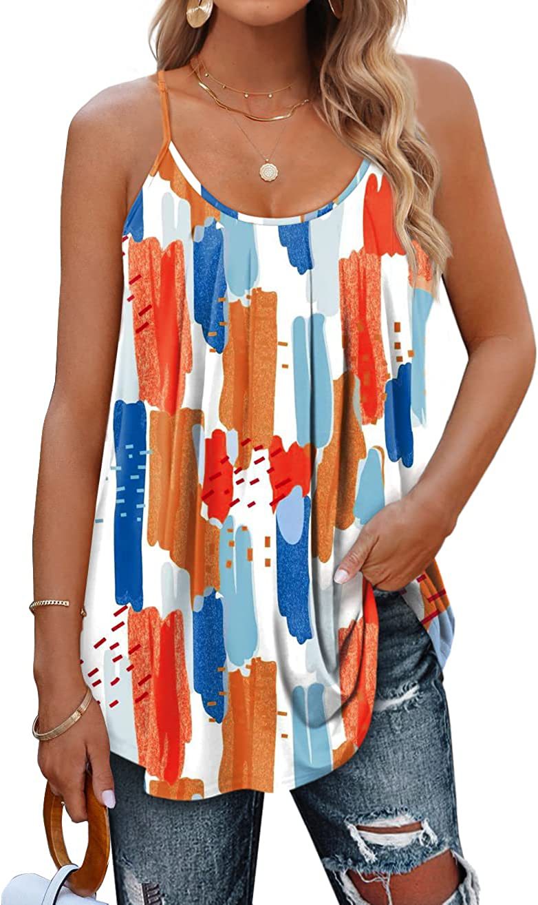 Women's Summer Vest Pleated Spaghetti Strap Tank Top