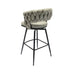 Grey Linen Woven Bar Stools with Backrest, 360 Swivel, Set of 2, Black Legs - Minihomy