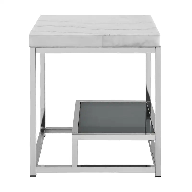 Aston White Marble End Table