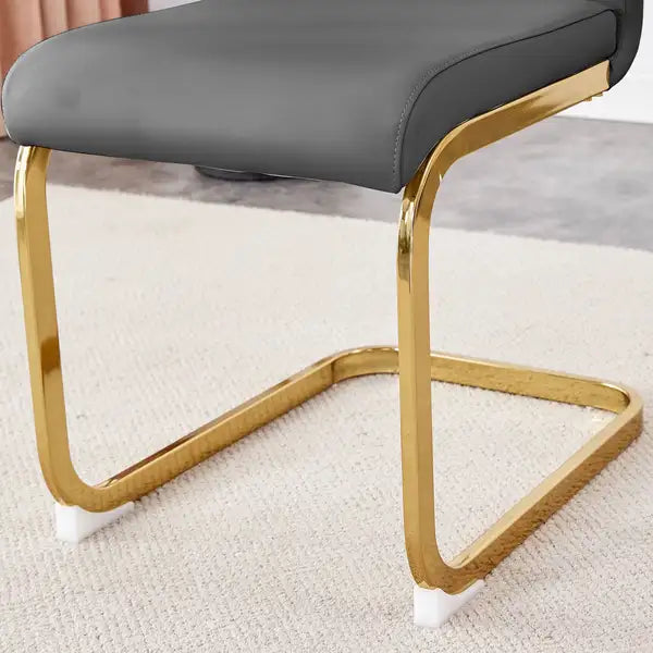 Gold Metal Dining Table & Chair Set - Rock Plate Top, Modern Simple Design, Comfortable Seating - Minihomy