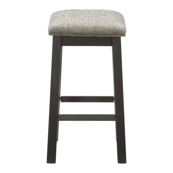 Modern Counter Height Bar Stools, Set of 2, Gunmetal Gray Fabric Seat - Minihomy