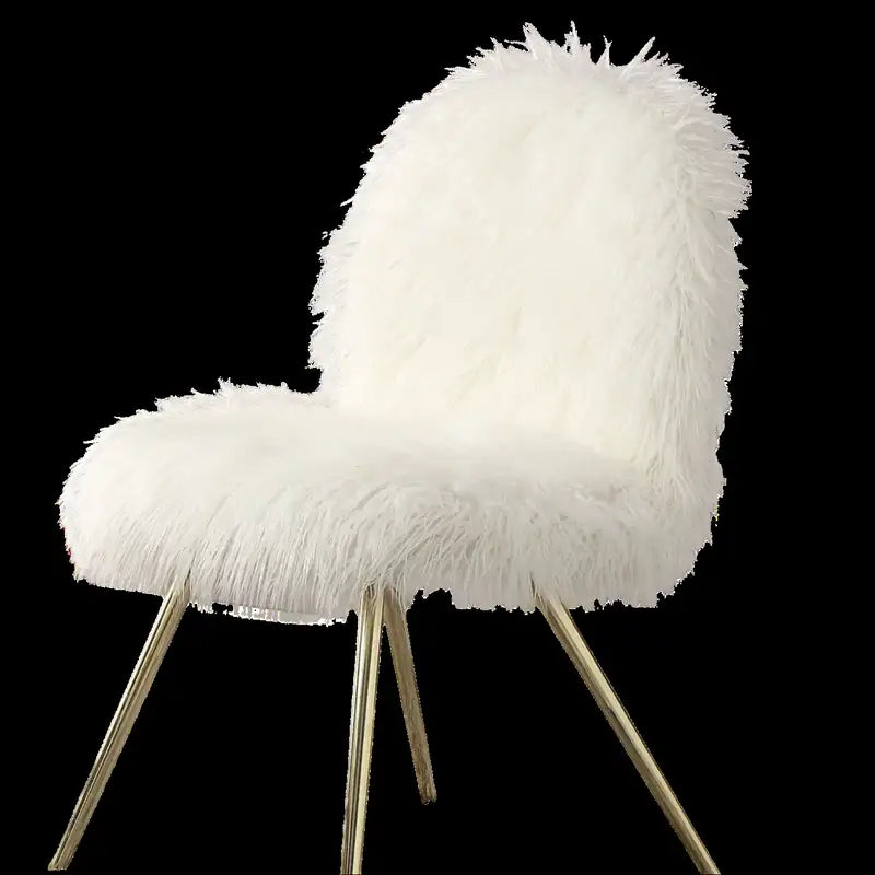 Glam White Gold Faux Fur Accent Chair - Modern Living Room Seating