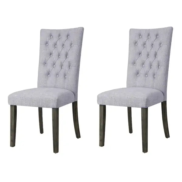 Grey & Oak Button Tufted Side Chair Set of 2