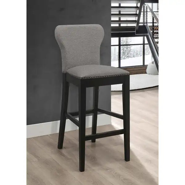 Modern Grey & Black Nailhead Trim Stools (Set of 2)