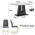 Modern Dining Table & Chair Set - Imitation Marble Top, MDF Legs, U-Shaped Brackets - Minihomy