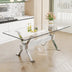 Modern Glass Dining Table with Silver Legs - 79" x 39" x 30" - Home & Office Use - Minihomy