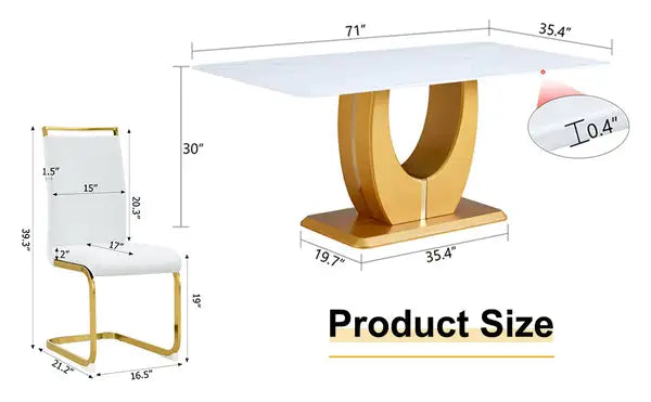 Modern White Dining Table & Chairs Set - Minimalist Design for Kitchen, Dining Room, Living Room & Terrace - Minihomy