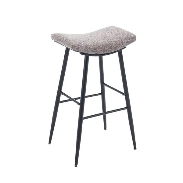 Counter Height Bar Stools Set of 2 - Linen Fabric Upholstered with Footrest - Coffee - Minihomy